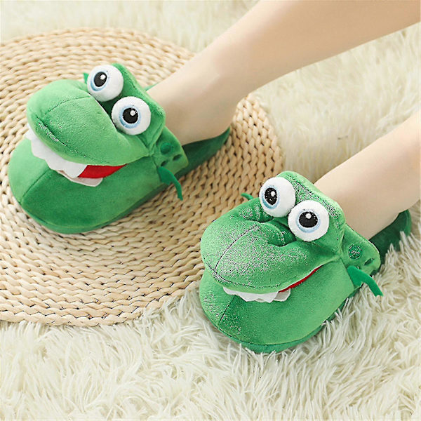 Krokotiili-Plush-Tossut Avolla Suulla Puuvillaiset Tossut Liikkuvalla Suulla For Kids 32-36(24cm)