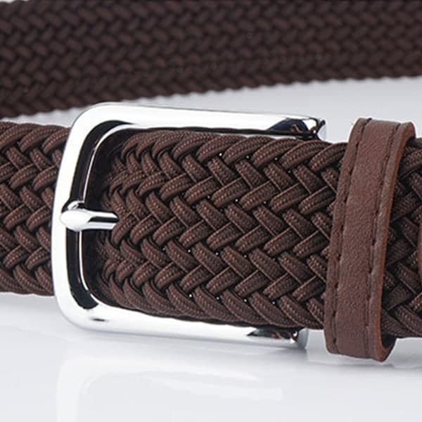 Flätat elastiskt bälte med spänne 105cm Brun Brun Brown