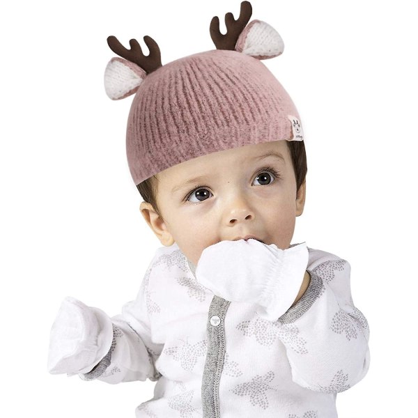 Baby talvineulottu hattu Söpö hirven pipo -hattu Suloinen Baby cap vastasyntyneelle lahja