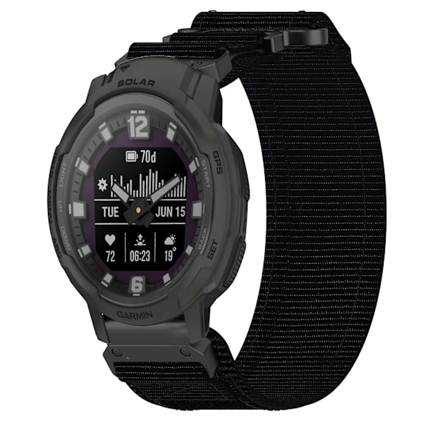 22mm Nylon Urrem til Garmin Instinct Crossover Solar Black