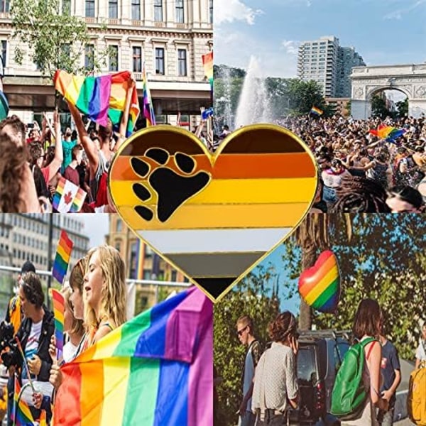 5-pack Bisexuell stolthet hjärtformad knappnålsbrosch pins flagga badge brosch märken Pack 5 Bear Pride