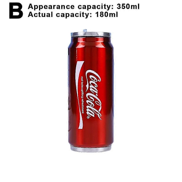 350 ml/500 ml Coca Cola Mugg, Varm- och Kallisolering, 304 Rostfritt Stål Termos, Stor Coca Cola Vattenflaska, Anpassad Bilresa Actual Capacity 180 Ml Red