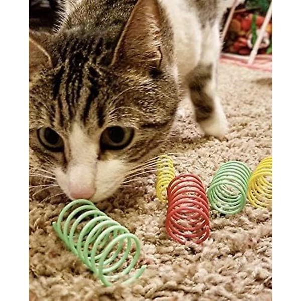 Bred fargerik vårkattleke$ Katteleke Kattefarge Plast Vårkatthoppeleke$ Elastisk leketøyfarge Plast Vårkattleketøy