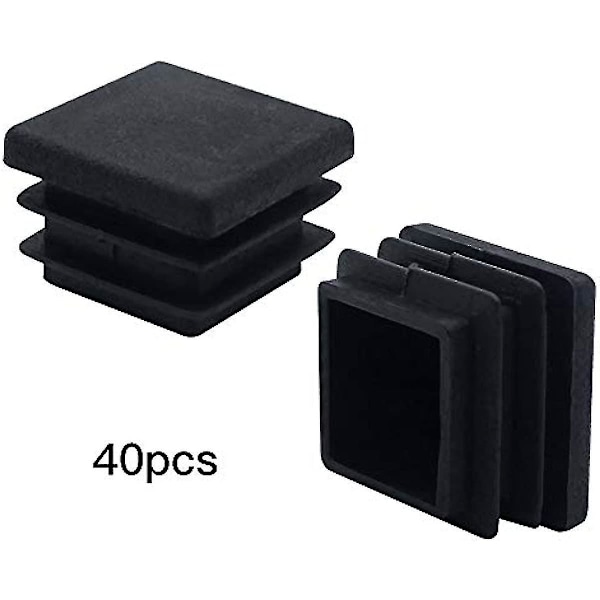 40 stk Møbel Kvadratiske Endekapsler Plast Kvadratisk Rørplugg 20mm X 20mm Rørplugger Antislipp Matte Svart Rektangulær Endekapsler Innstikkplugger Rørdeksel Fo