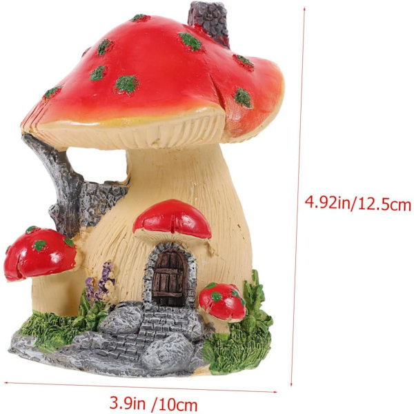 Miniatyr svamp prydnad terrarium tillbehör svamp hus miniatyr svamp hus statyer tillbehör för terrarium dekor glas prydnader Red and Yellow Edge
