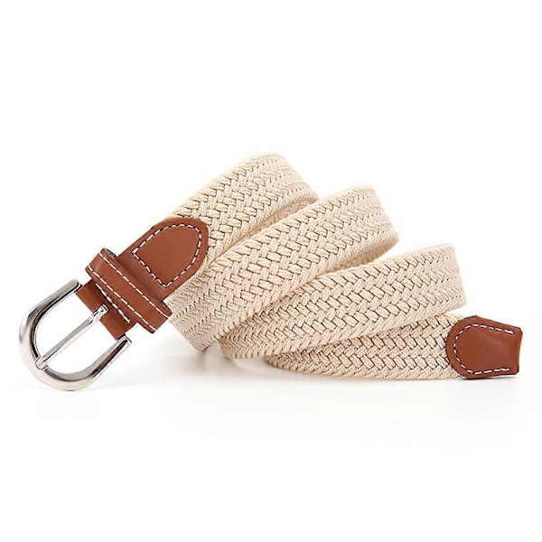 Elastisk stof flettet bælte, slidstærkt strækvævet bælte til unisex mænd/kvinder/unge Beige Wrap tail