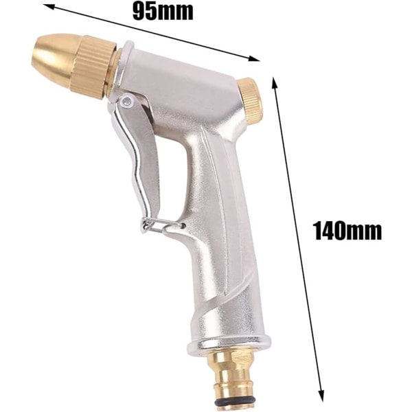 Garden Hose Spray Gun with Brass Nozzle, Metal Water Gun Garden Hose Nozzle Metal High Pressure Water Hose Pipe Spray Gun for Car/Pet Washing