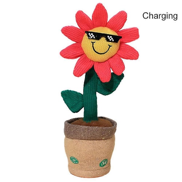 Sähköinen tanssiva auringonkukka-pehmolelu laulava kiertävä pupu-pehmolelu Pink Sunflower Charging