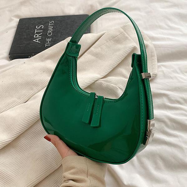 Moon Bags PU-nahkainen kainalon olkalaukku Pieni olkalaukku Green