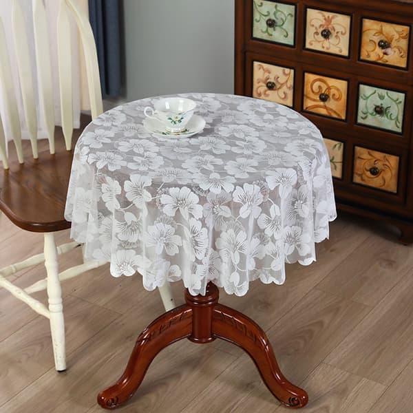 Vit Rund Spetsduk Elegant Bordsduk Dekorativ Bordsduk för Studierum Hem Lönnlöv Lönnlöv Rund Diameter 100cm Maple Leaf Round Diameter 100cm