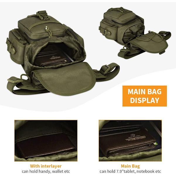 Militär Taktisk Drop Leg Bag Cross Over Leg Rig Lår Pack Midjeväska för Motorcykel Cykling Ridning Utomhus Camping Vandring army Green