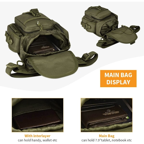 Militær Taktisk Drop Leg Bag Cross Over Leg Rig Lårpakke Midjevesker for Motorsykkel Sykling Ridning Utendørs Camping Fotturer army Green