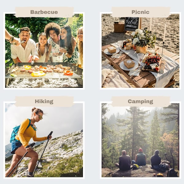 4-osainen retkeilyaterimien sarja, ulkokäyttöön tarkoitettu kannettava aterimien sarja vaellukselle, retkeilylle, matkustamiseen, käytännölliset syömisvälineet, monikäyttöiset työkalut