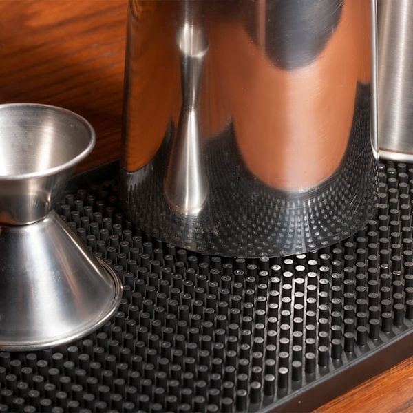2-pack svarta gummimattor för bar, 18\" x 12\" - 46 x 30,5 cm gummimatta för bar, spillmatta, perfekt present till pappa, son, make, fars dag