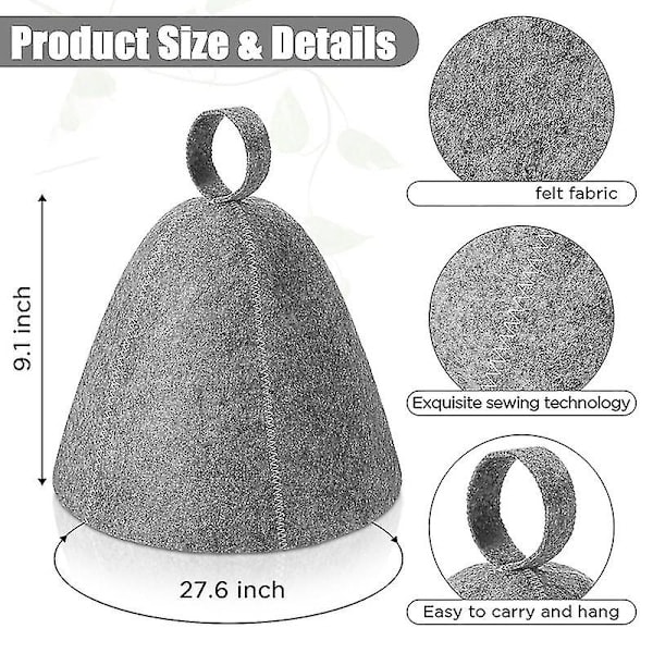 6 stk Filt Sauna Huer, Badehette, Hodebeskyttelse, Absorberende Saunahette for Sauna, Dusj, Bad, Dampbad A