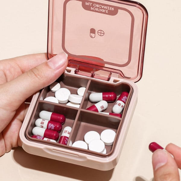 4-facks Pillbox Kompakt Lätt att Bära Pink