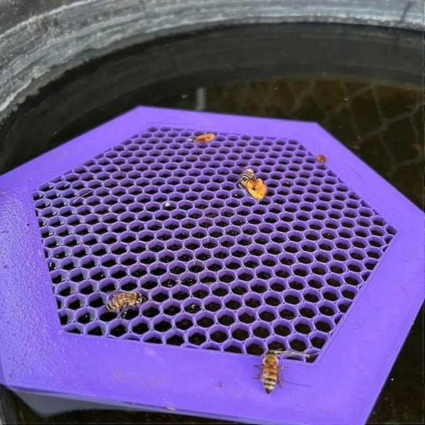 3D-printet Flydende Bi-ø Bi-vandingsanordning, Printet Flydende Bi-ø, Bi-vandingsanordning og Sommerfugle-vandstationer, Praktiske Bi-vandkopper til Haven Purple