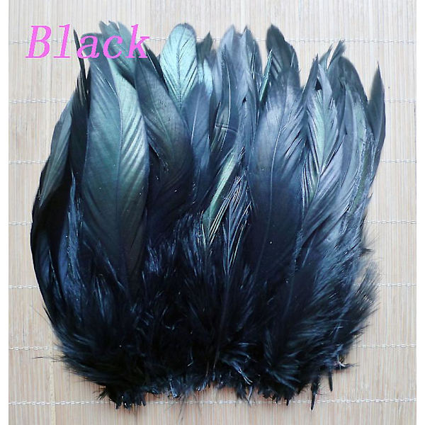 50 stk Naturlige Hanehale Fjer 13-18cm Hanefjer Sorte Fjer Til Karneval Halloween Julehåndværk Dekoration black