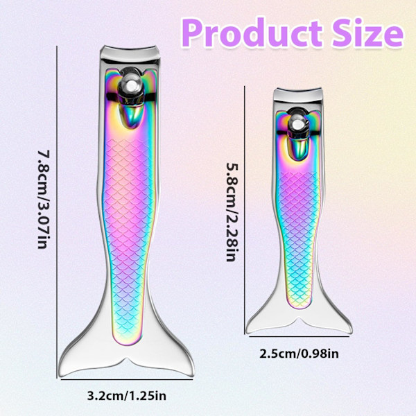 Negleklipperssett 2 stk, rustfritt stål neglesaks for fingernegler og tånegler