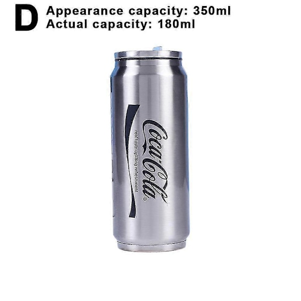 350 ml/500 ml Coca Cola-krus, varm og kald isolasjon, 304 rustfritt stål termos, stor Coca Cola-vannflaske, tilpasset bilkoppholder Actual Capacity 180 Ml Silver