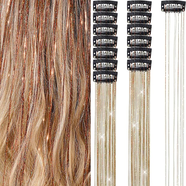 Clip-in Hår Glitter Extensions Set för Halloween Cosplay Party Kaffe Coffee