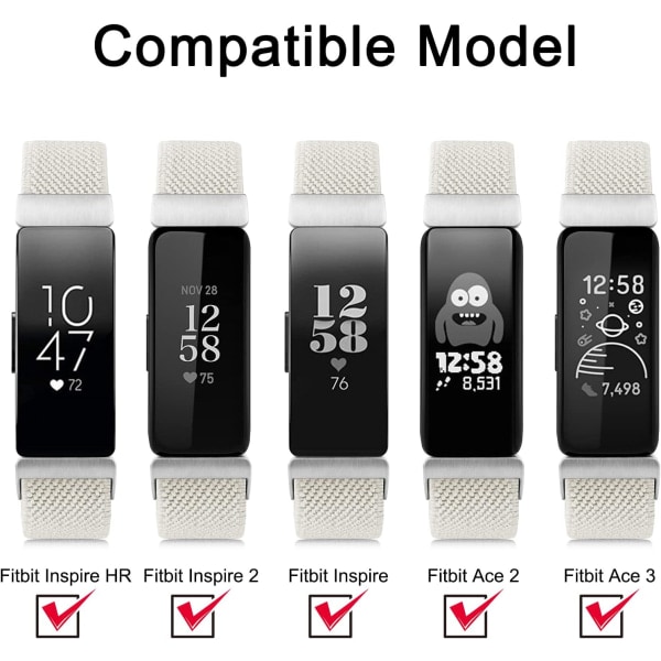 Elastiske stropper for Fitbit Inspire 2 - 3-pakk elastiske armbånd