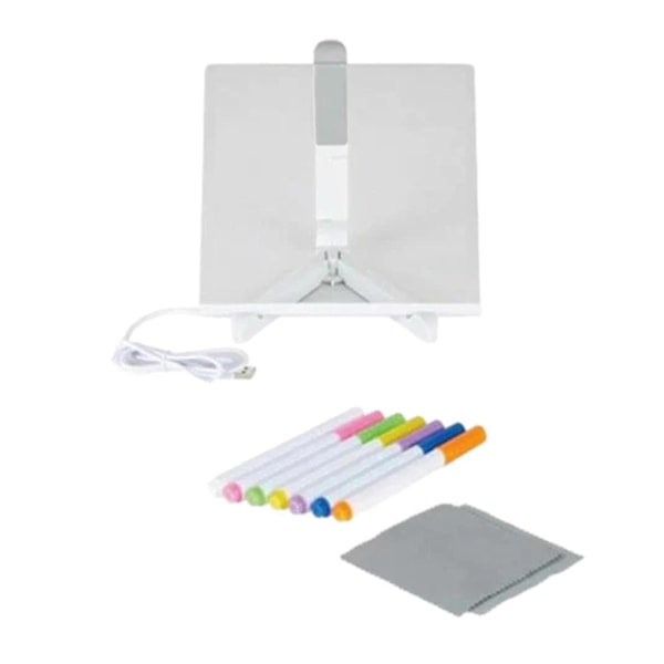 Akryl LED-anteckningsbräda med 7 färgade pennor, enkel skrivbordsritningsmeddelandebräda för barn, pojkar, flickor 20x20cm