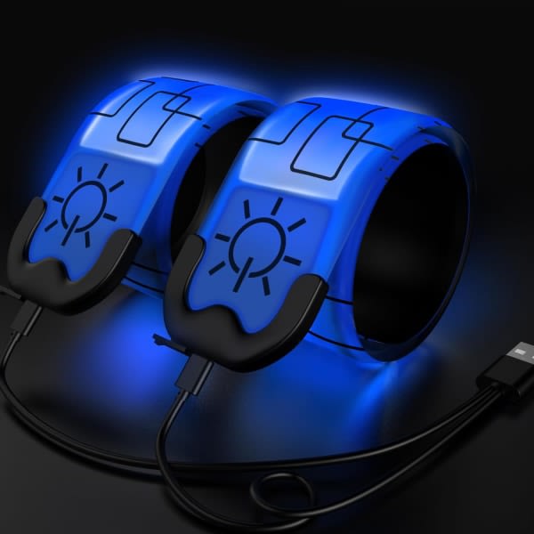 Ledarmband för löpning, 2-pack löparljus för löpare Uppladdningsbara reflekterande löparutrustning Light Up Armband LED-armbandsljus med hög synlighet blue