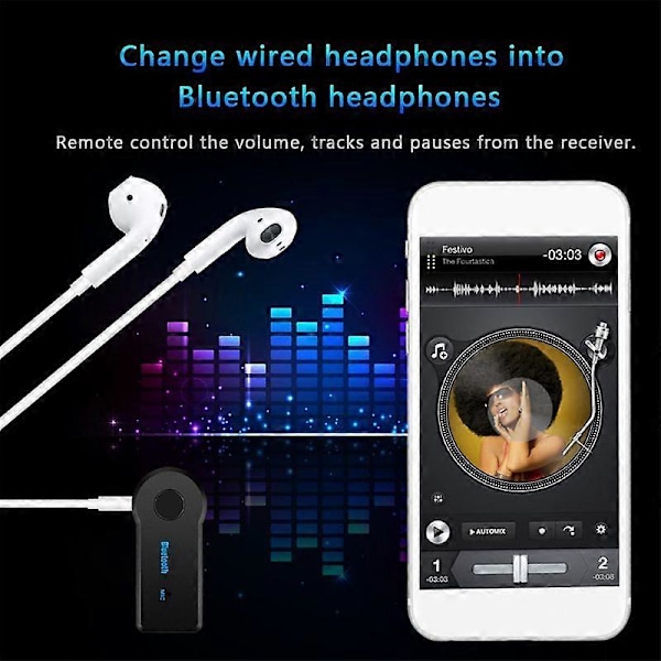 Trådløs Bluetooth Receiver Adapter Transmitter 4.1 Stereo 3.5mm Jack til Bil Computer Musik Audio Aux Til Hovedtelefon Håndfri