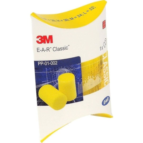 3m Ear Classic Öronproppar, 50 par förpackade i par, Gul, Snr = 28db, hörselskydd