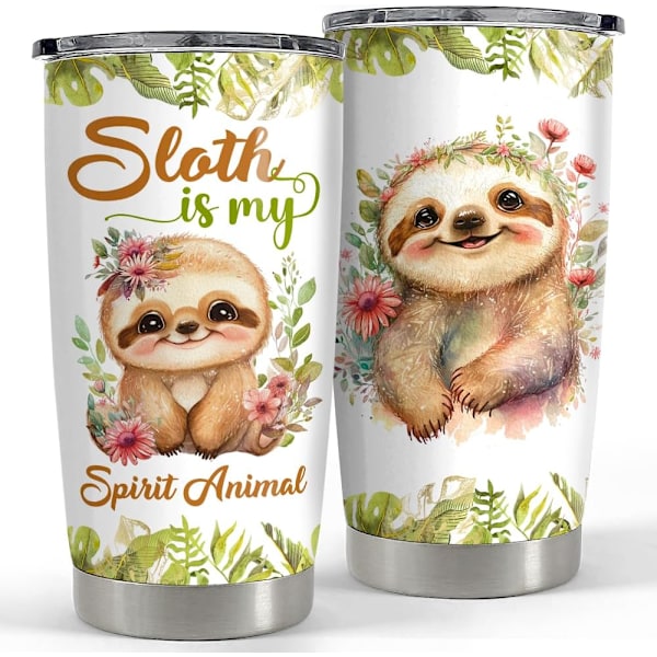 Sloth Tumbler 20oz Sloths Gifts for Women Girl Teen Gift for Birthday  Stainless Steel Coffee Travel Mug Cup(1PC,Sloth)