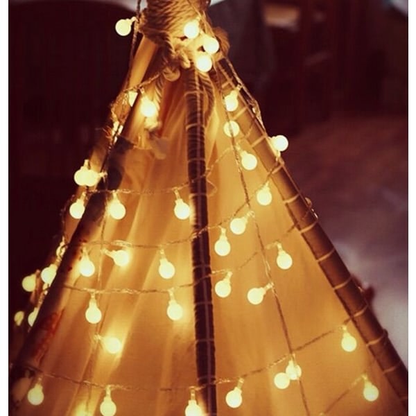 Liten bollformad ljusslinga med batteri, lampa för rum, juldekoration, varm färg, 6M