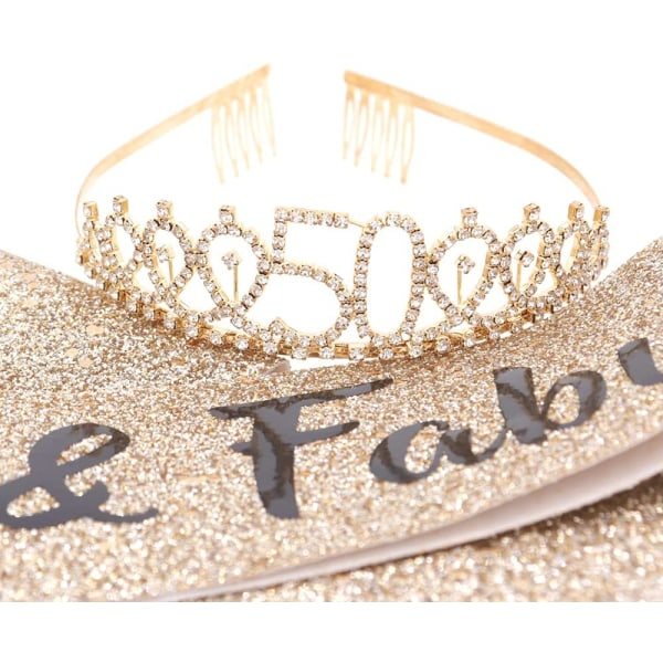 70 og Fantastisk Sash & Rhinestone Tiara Sæt - 70-års Fødselsdag Sash 70 Fødselsdag Gaver Festartikler, Guld