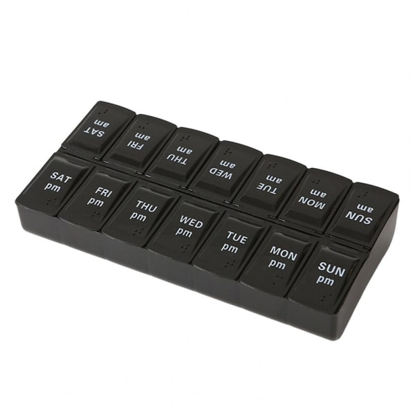 Praktisk holdbar Dosett medicinsk tablet etui sort Svart