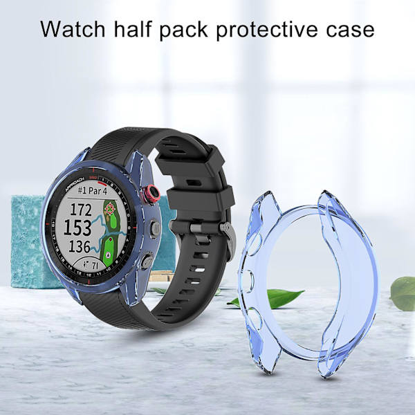 Skyddande Skal Transparent Repskyddande TPU-Armbandsursskal Skydd Kompatibel Garmin Approach S62 Transparent Blue