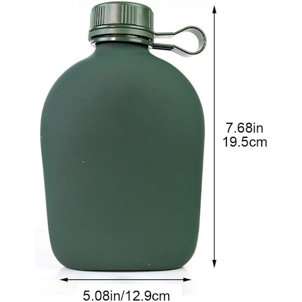 1l Army Hip Flask Vandflaske Aluminium Vinkande Militær Kantine Camping Vandring Overlevelseskedel med Dæksel Udendørs