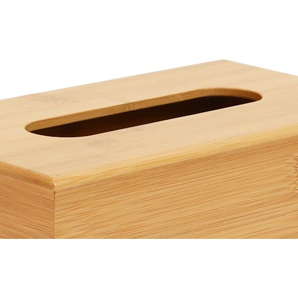 Rektangulär servettbehållare i bambu | Servetthållare | Servettdispenser | Servettlock | Servetter ingår ej | H8,5 x B25 x D14 cm |
