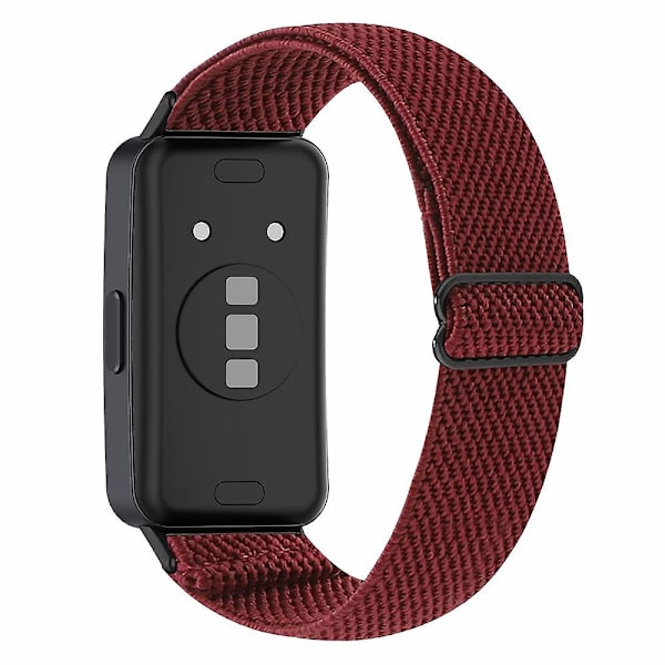 Bohemian Style Elastisk Nylon Smartwatch Rem til Huawei Band 8 - Udskiftning Wine red, Wine Red Huawei Band 8