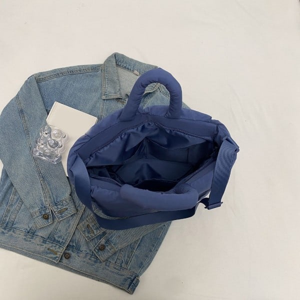 Stor håndveske i quiltet design, skulderveske. Hold orden enkelt for kvinner Blue