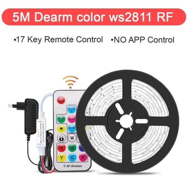 LED Strip Lys RGB 5050/SMD2835 Fleksibel Tape DIY Led Lysstripe RGB Tape Diode DC 12V Bluetooth Julebelysning WS2811 5M