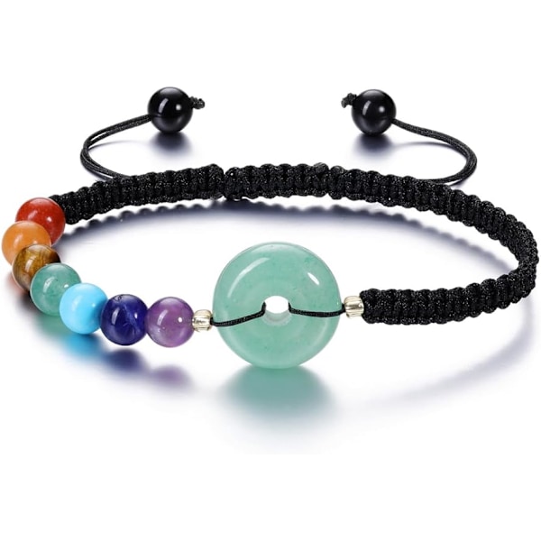 7 Chakra Krystallperle Armbånd Kvinner Helbredende Stein Ametyst Edelsten Beskyttelse Spirituell Amulett Fred Donut(Grønn)