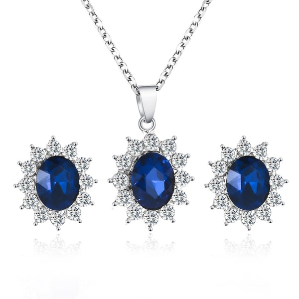 Smyckesset med halsband och örhängen Blå Blå