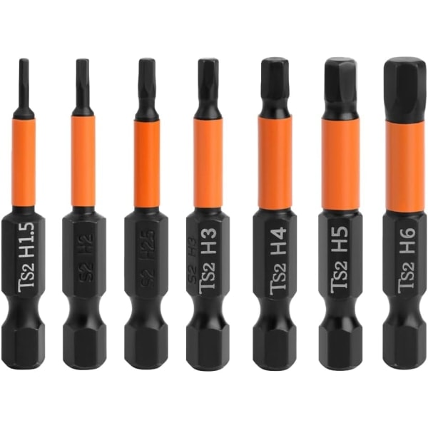 7pcs 50mm Hex Screwdriver Hex Shank S2 Steel Screwdriver Bits 1/4 Inch Shank Magnetic Screwdriver Bits