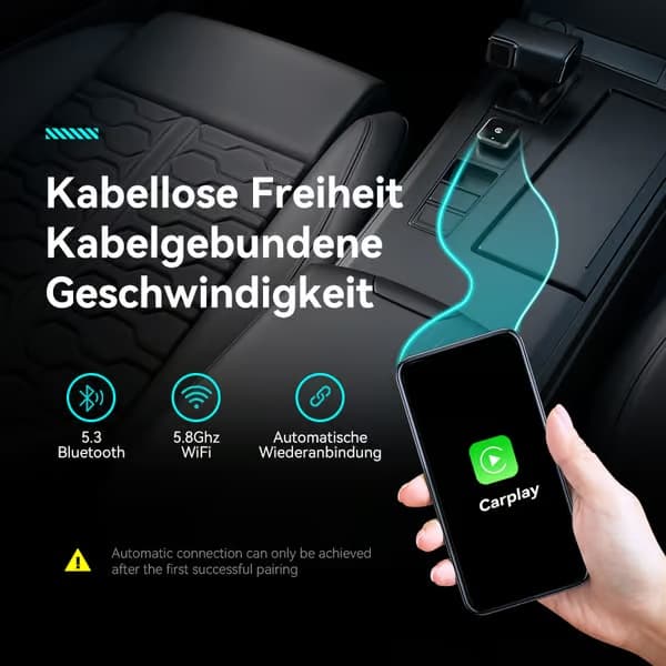 2-i-1 Trådlös CarPlay-adapter, Trådlös CarPlay- och Android Auto-adapter - Kompakt, Plug-and-play
