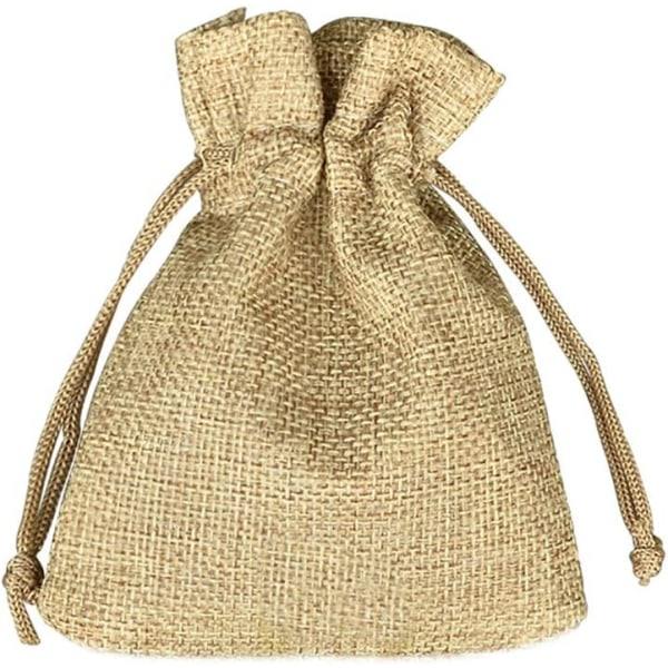 100 stk. Juteposer 7x9cm, Genanvendelige Gaveposer, Juteposer med Snøre til Smykker Gave Fødselsdagsfest Jul Bryllup DIY - Khaki