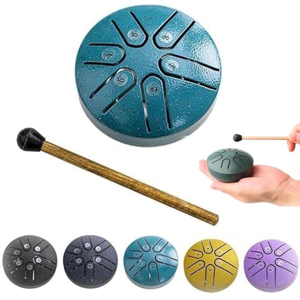 Outdoor Rain Drum: Waterproof Steel Barrel Drum, 6 Tones Mini Handpan Drum for Calm Melodies Purple