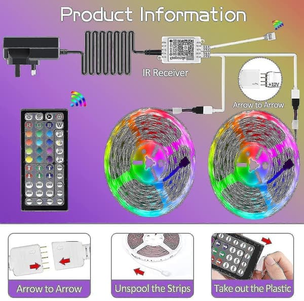30m LED-valot Bluetooth RGB LED-nauhat
