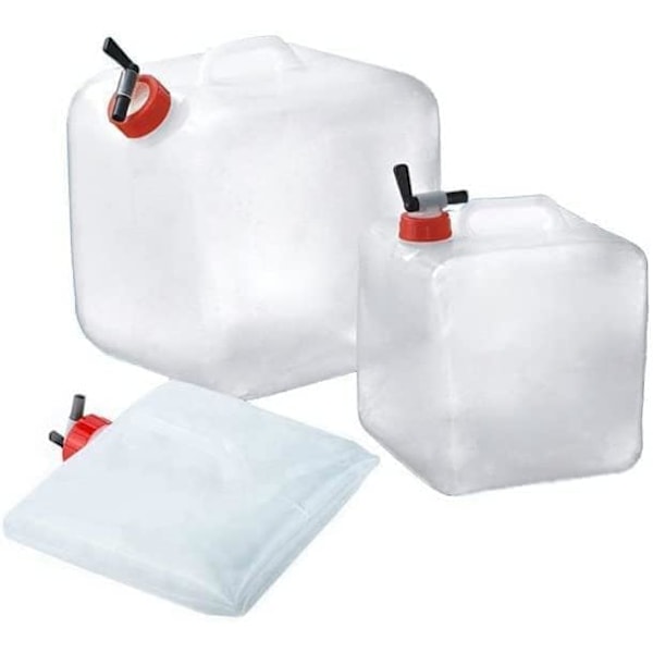 Hopfällbara vattenbehållare, bärbar gallonhink, hopfällbara vattenbehållare för nödsituationer, BPA-fri kanna vattentank med tapp (15L)