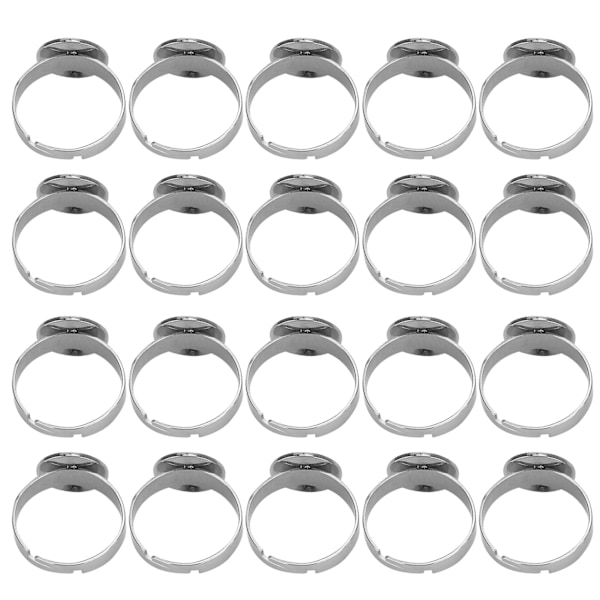 20 st platta ringbaser justerbara rostfritt stål halvfabrikat DIY smyckestillbehör 12 mm
