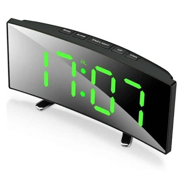 LED Digital Väckarklocka Spegel Bordsklocka med Snooze Väckarklocka Nattlampa Digital Väckarklocka Sovrum Stora Siffror